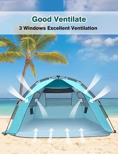 Beach Tent 4-6 Person Pop Up Beach Tent Large Hydraulic Automatic Portable Sun Shade Shelter (FREE SHIPPING)