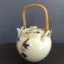 Vintage Very Large and Heavy Japanese or Chinese Pottery Teapot with Wrapped Bamboo Handle, Damage to Spout but Pours Fine! Image 5