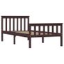 Bed Frame Dark Brown Solid Pinewood 100x200 cm Image 3