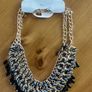 New Necklace with gold coloured with black stones and rope detail Image 3