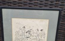 Original Irving Montagu Victorian Pen And Ink Drawing Framed 38.5 x 34.5 cm