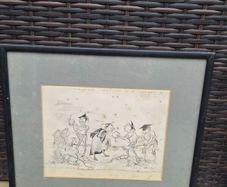 Original Irving Montagu Victorian Pen And Ink Drawing Framed 38.5 x 34.5 cm