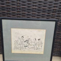 Original Irving Montagu Victorian Pen And Ink Drawing Framed 38.5 x 34.5 cm
