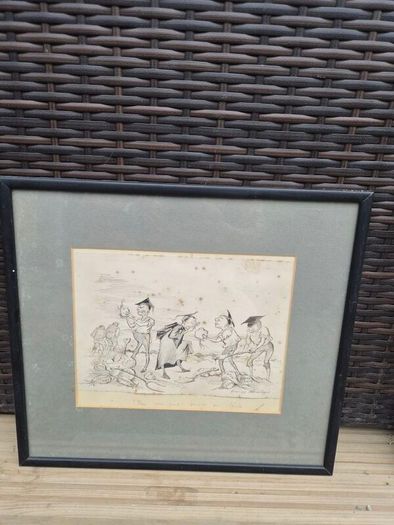 Original Irving Montagu Victorian Pen And Ink Drawing Framed 38.5 x 34.5 cm