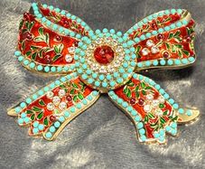 Beautiful Enamelled and Diamante Brooch