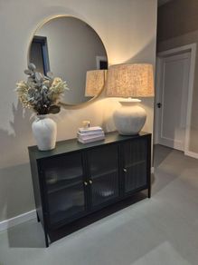 Green Ribbed Glass Sideboard