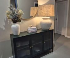 Green Ribbed Glass Sideboard