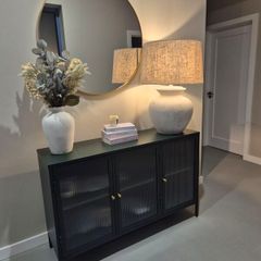 Green Ribbed Glass Sideboard