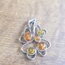 Amber Sterling Silver Clover Image 2