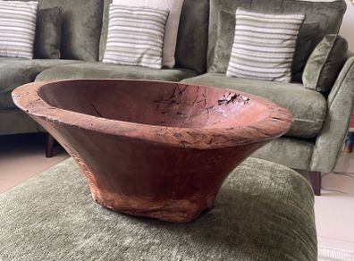 Large Antique Wood Turned Bowl