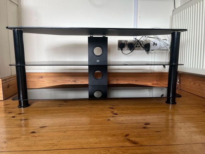 Black glass tv stand