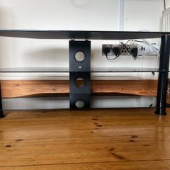 Black glass tv stand