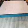Teal fabric divan bed base with headboard Image 5