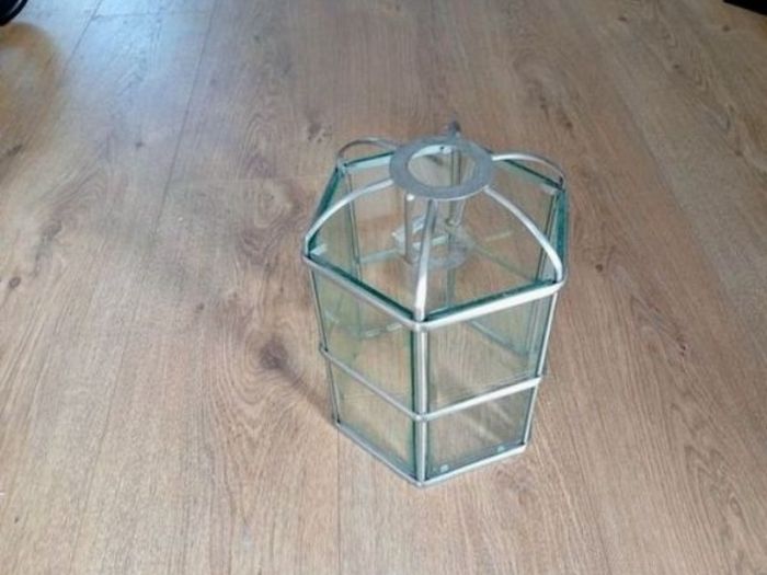 2 Chrome glass panel chandeliers both for 30 euro.