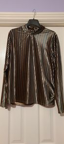 Zara Velvet Strip Top Long Sleeves
