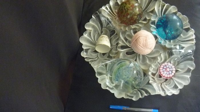 Vintage multi segment frosted glass serving platter