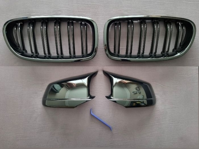 BMW F10 F11 Pre-Lci Black Kidney Grilles & Mirror Covers Set Brand New