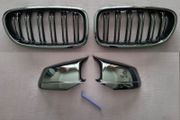 BMW F10 F11 Pre-Lci Black Kidney Grilles &amp; Mirror Covers Set Brand New