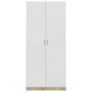 Wardrobe White and Sonoma Oak 90x52x200 cm Chipboard Image 4