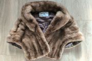 Vintage Real Fur Stole Canada Mink Short Cape