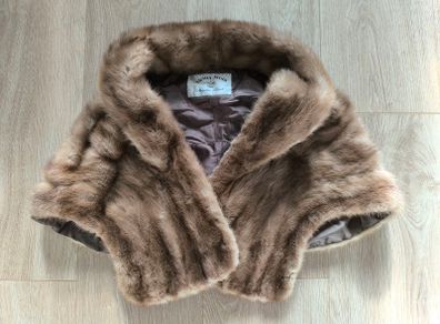 Vintage Real Fur Stole Canada Mink Short Cape