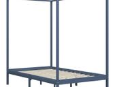 Canopy Bed Frame Grey Solid Pine Wood 140x200 cm
