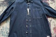 Zara Men's Navy and Blue Shirt