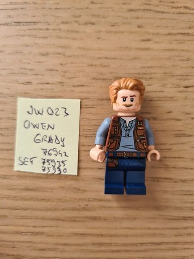 lego jw023 owen grady, set jurassic world 76942, 75935, 75930