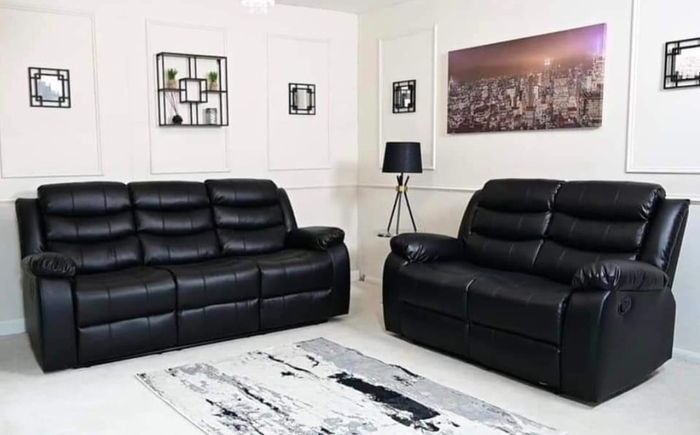Roma recliner Sofa 3+2 seater black leather