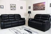 Roma recliner Sofa 3+2 seater black leather