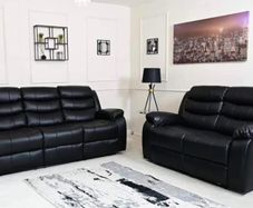 Roma recliner Sofa 3+2 seater black leather