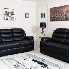 Roma recliner Sofa 3+2 seater black leather