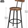 Bar Stools Set of 2, Breakfast Bar Stools, Kitchen Stools with Backs and Footrest, High Bar Chairs for Dining Room, Party, Rustic Brown Image 3