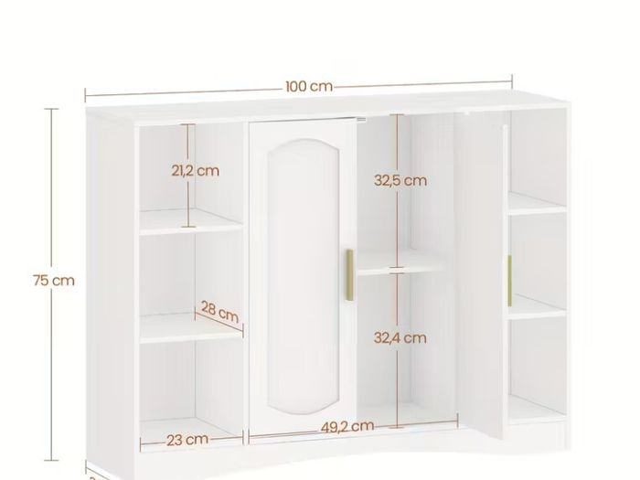 White Storage Cabinet 2-Door Bathroom, Living Room, Bedroom