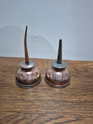 Vintage Singer Sewing Machine Oil Cans Pair of 2  Rare Variants