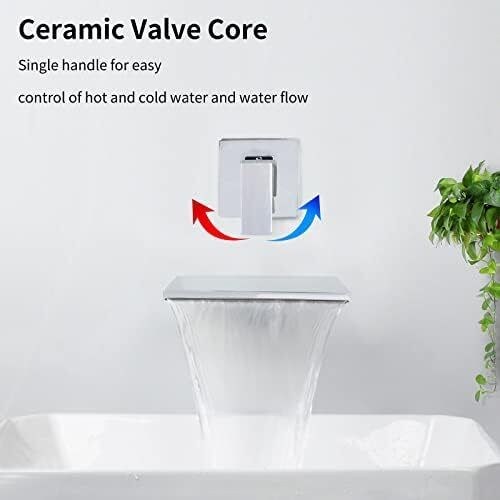 Wall Mounted Bath Taps Waterfall Chrome 20cm Spout Brass Bath Filler Tap Wall Basin Tap