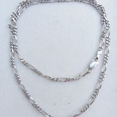 Vintage Sterling Silver 925 Figaro Necklace Chain 18" length - 7,30g