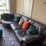 Brown leather couch and armchair Image 9