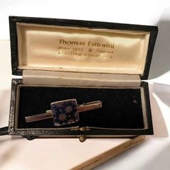 Vintage Thomas Fattorini Sterling Silver Enamel Tie Clip
