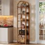 6 Tier Slim Bookcase 71 Inch Tall Arched Bookcase with Shelves for Small Space Narrow Display Shelf Wood Open Storage Shelf Image 5