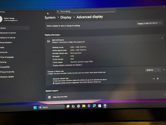 MSI 27 inch curved QHD Monitor For Parts