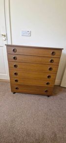 Schreiber mid century teak veneer chest of drawers
