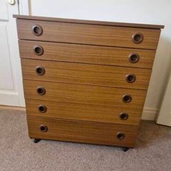 Schreiber mid century teak veneer chest of drawers
