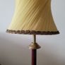 Vintage burgundy & brass table lamp with antique shade Image 2