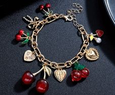 Boho Chic Cherry Charm Bracelet