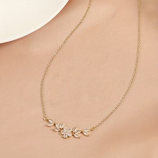 Crystal Pendant Gold Tone Necklace