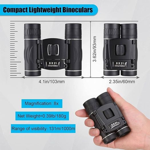 SALE | 8x21 Mini Compact Pocket Binoculars, Lightweight Foldable Binoculars,Easy Focus Small Binoculars for Adults Kids Bird Watching,Opera Concert, Travel, Hiking, Football Game