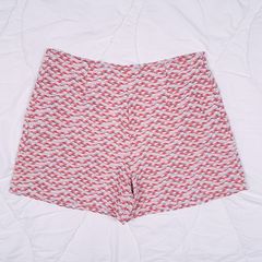 Milk & Honey Red Pink Textured Tweed High Waisted Shorts Size L