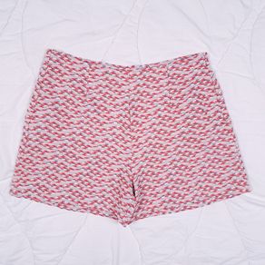 Milk & Honey Red Pink Textured Tweed High Waisted Shorts Size L