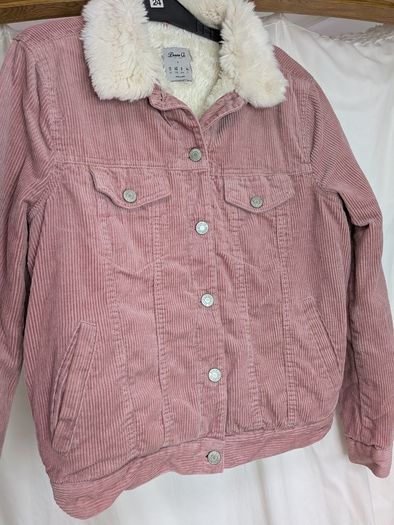 Denim Co Pink Corduroy Sherpa Trucker Jacket Womens Size 12